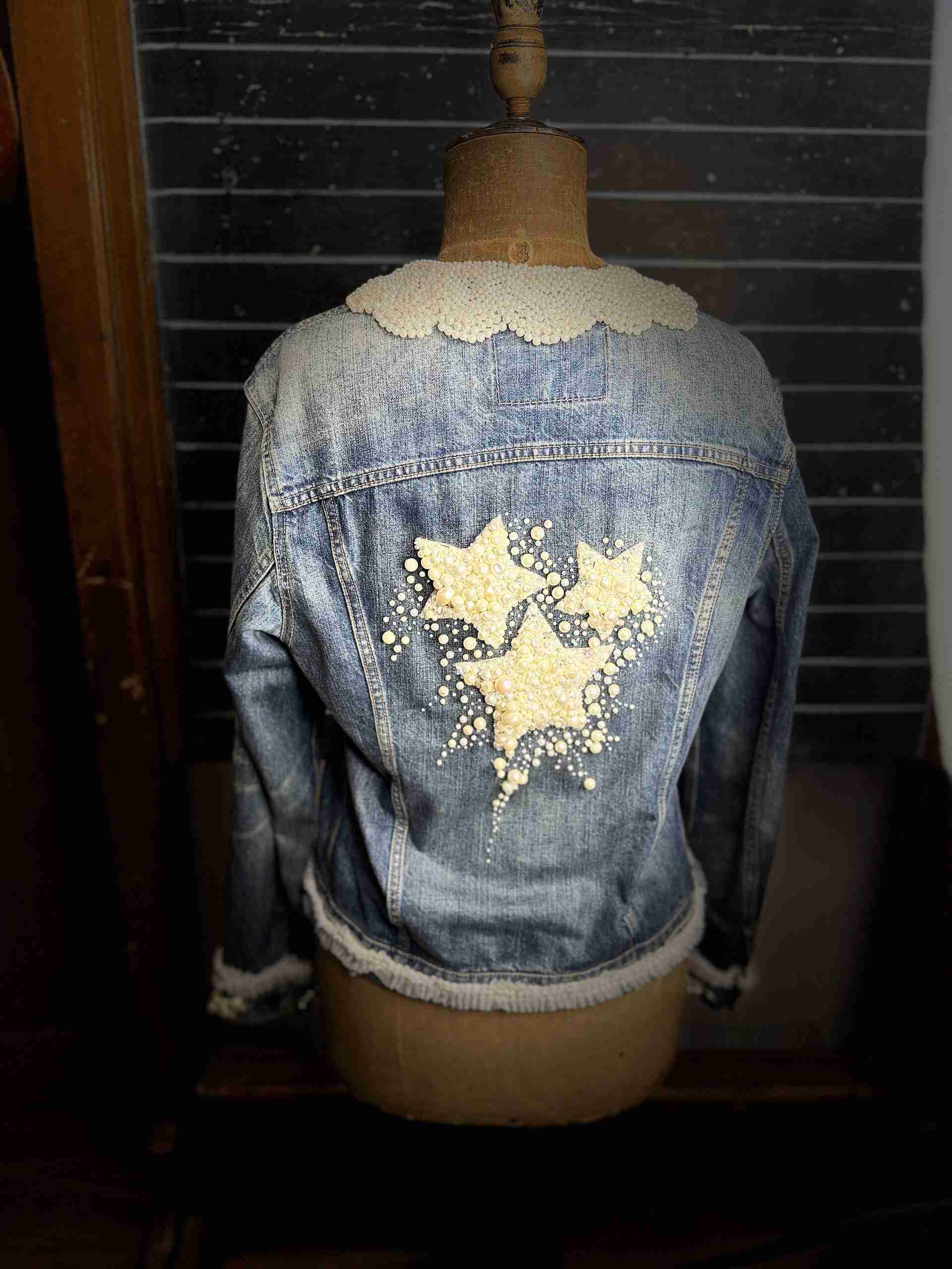 Stars and Pearls Denim Levi Jacket Size M
