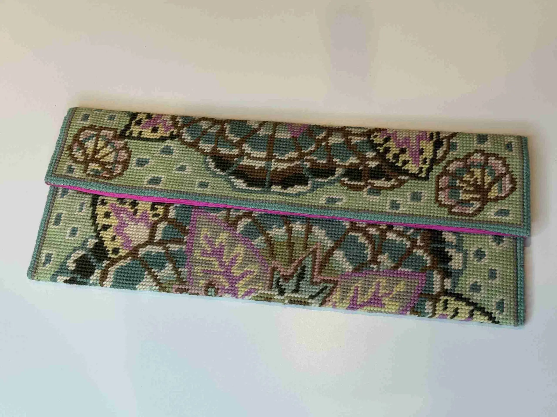 “Vintage Find” Needlepoint Clutch Bag