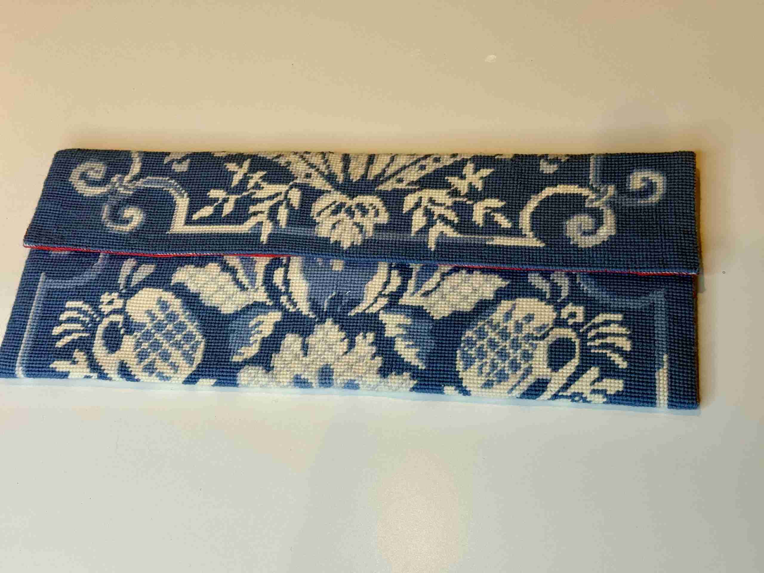 Delft Blue & White Needlepoint Clutch Bag