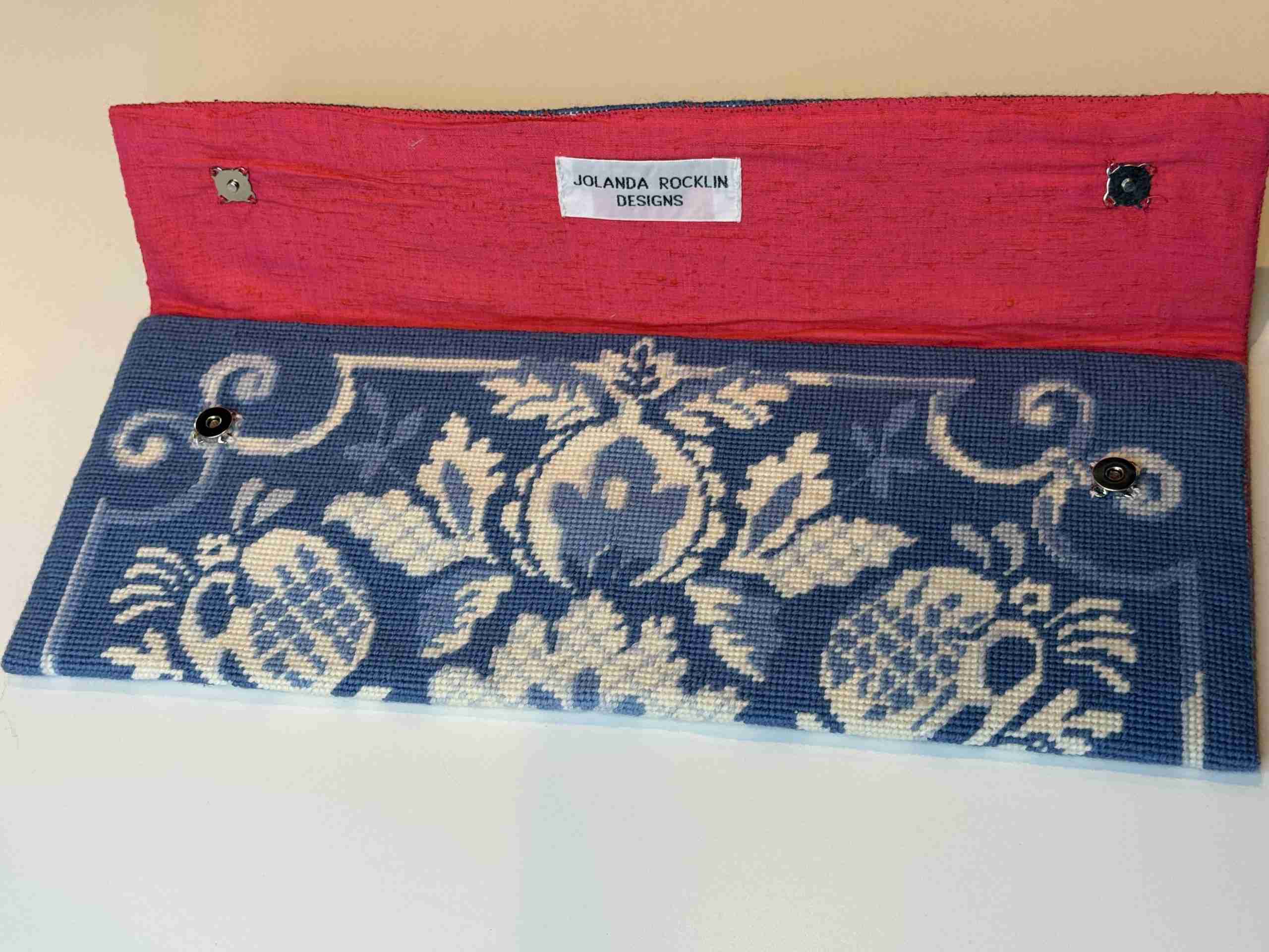 Delft Blue & White Needlepoint Clutch Bag - Image 2