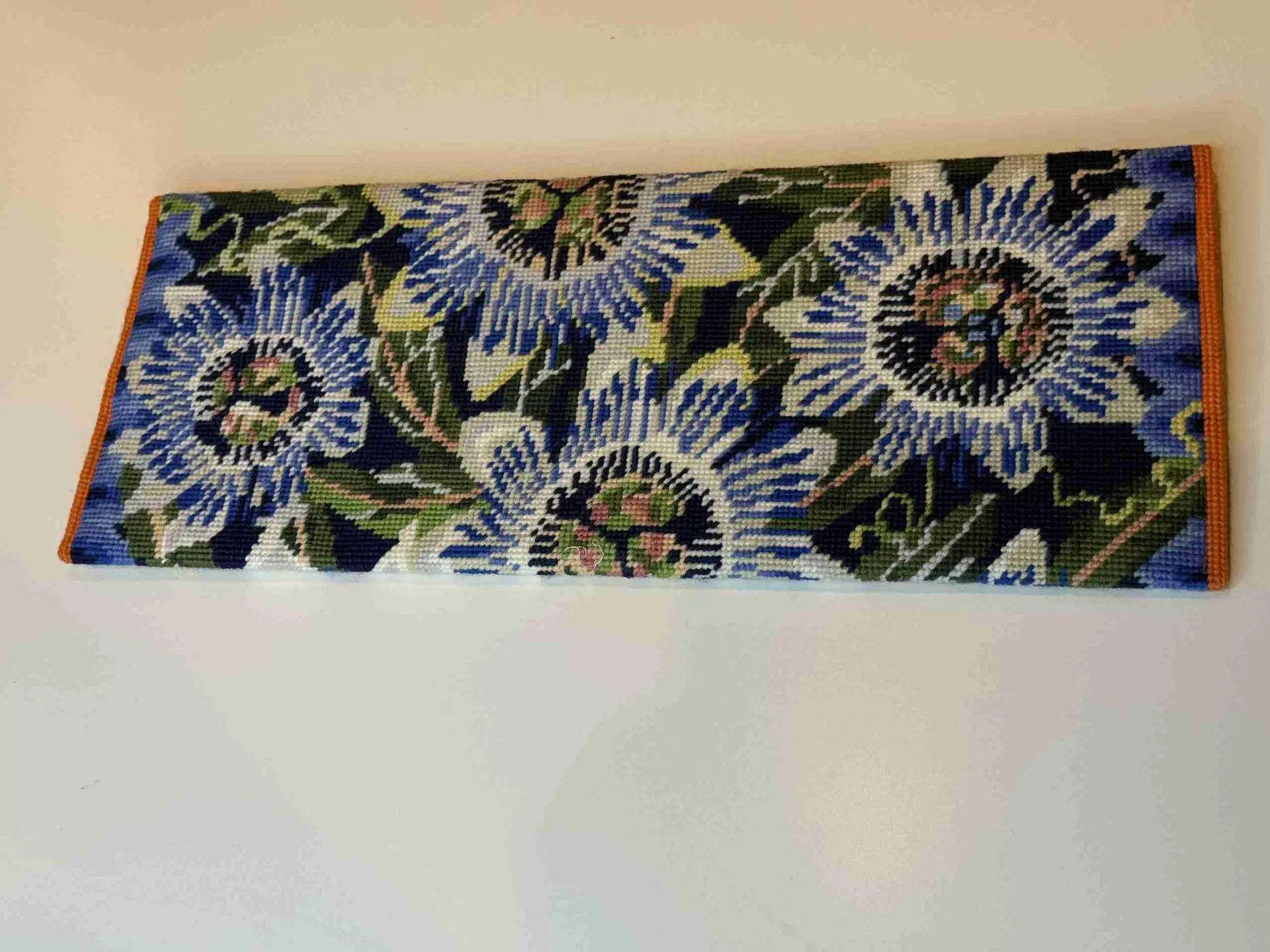 Blue Passion Flowers Needlepoint Clutch Bag - Image 2